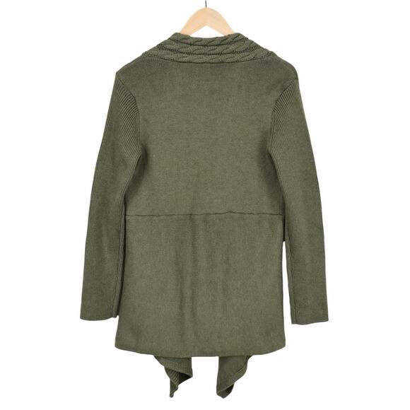 Soft Surroundings Delacroix Cable Knit Cardigan Sweater Olive Green Size Small - Picture 2 of 7